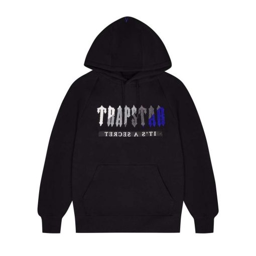 TRAPSTAR CHENILLE DECODED 20 HOODED TRACKSUIT BLACK BLUE