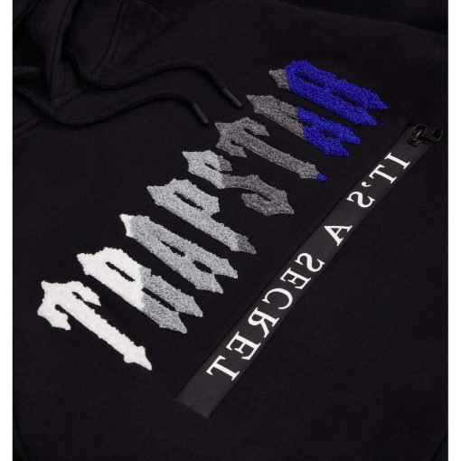 TRAPSTAR CHENILLE DECODED 20 HOODED TRACKSUIT BLACK BLUE