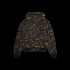 BROKEN PLANET CAMO GREEN ZIP UP HOODIE