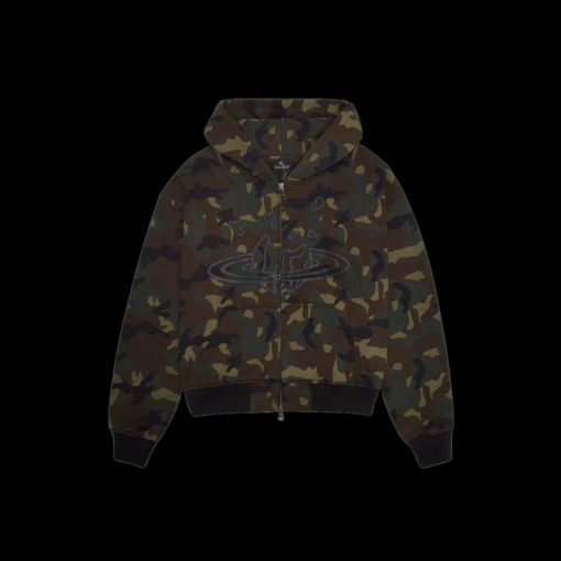 BROKEN PLANET CAMO GREEN ZIP UP HOODIE