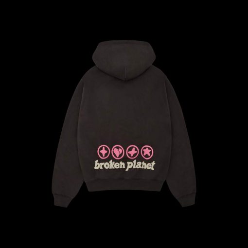 BROKEN PLANET HEARTS ARE MADE TO BE BROKEN SOOT BLACK HOODIE