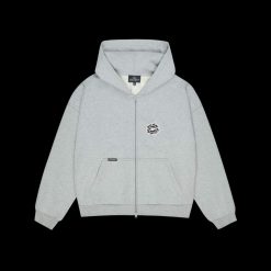 BROKEN PLANET HEATHER GREY SUN ZIP UP HOODIE