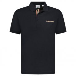 Burberry Hartford Embroidery Logo Check Polo Black