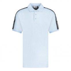 Burberry Tape Logo Print Polo Light Blue