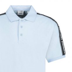 Burberry Tape Logo Print Polo Light Blue