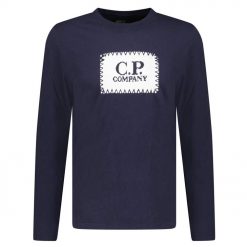 CP Company Stitch Print Long Sleeve TShirt Navy