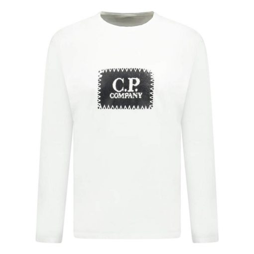 CP Company Stitch Print Long Sleeve TShirt White