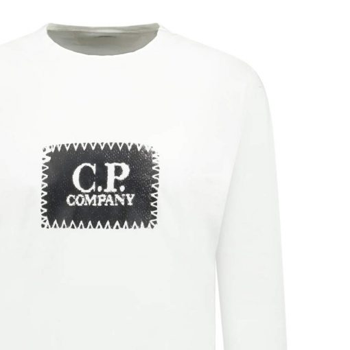 CP Company Stitch Print Long Sleeve TShirt White