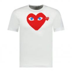 Comme Des Garcons Big Red Heart Print TShirt White