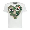 Comme Des Garcons Camo Heart Print TShirt White