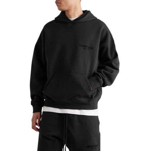 FEAR OF GOD ESSENTIALS BLACK STRETCH LIMO HOODIE SS22