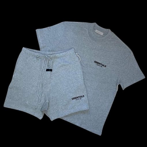 FEAR OF GOD ESSENTIALS DARK HEATHER OATMEAL SHORT SET SS22