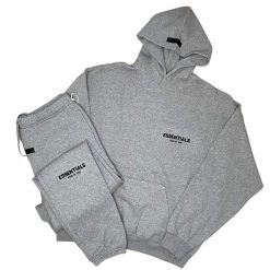 FEAR OF GOD ESSENTIALS DARK HEATHER OATMEAL TRACKSUIT SS22