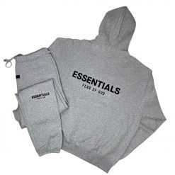 FEAR OF GOD ESSENTIALS DARK HEATHER OATMEAL TRACKSUIT SS22