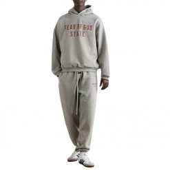 FEAR OF GOD ESSENTIALS DARK HEATHER STATE HOODIE