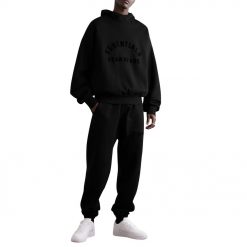 FEAR OF GOD ESSENTIALS JET BLACK ARCH LOGO HOODIE SS23