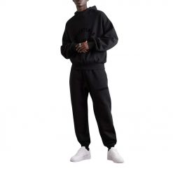 FEAR OF GOD ESSENTIALS JET BLACK ARCH LOGO TRACKSUIT SS23