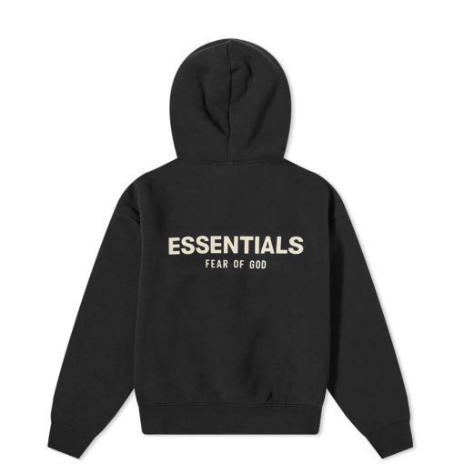 FEAR OF GOD ESSENTIALS KIDS BLACK STRETCH LIMO HOODIE SS22