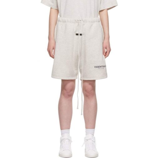 FEAR OF GOD ESSENTIALS LIGHT HEATHER OATMEAL CORE COLLECTION SHORTS