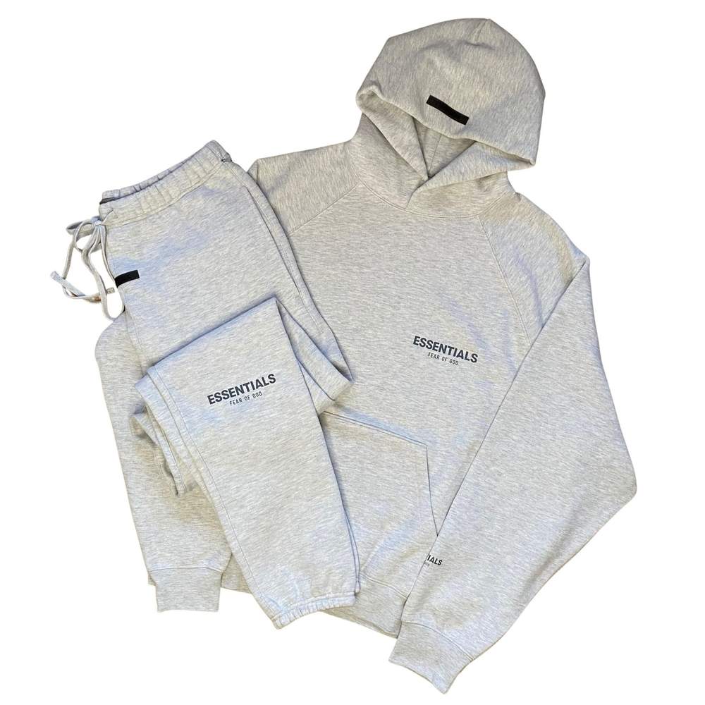 FEAR OF GOD ESSENTIALS LIGHT HEATHER OATMEAL CORE COLLECTION TRACKSUIT