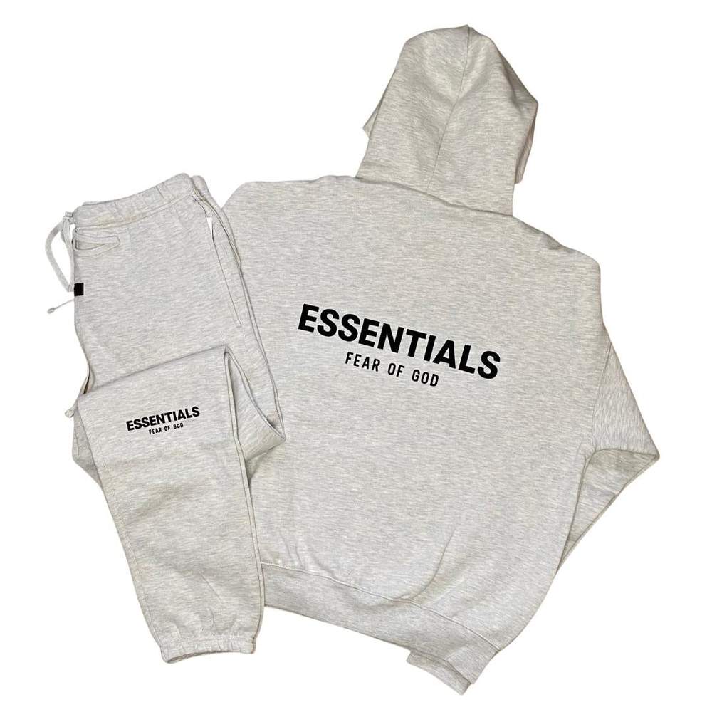 FEAR OF GOD ESSENTIALS LIGHT HEATHER OATMEAL TRACKSUIT SS22