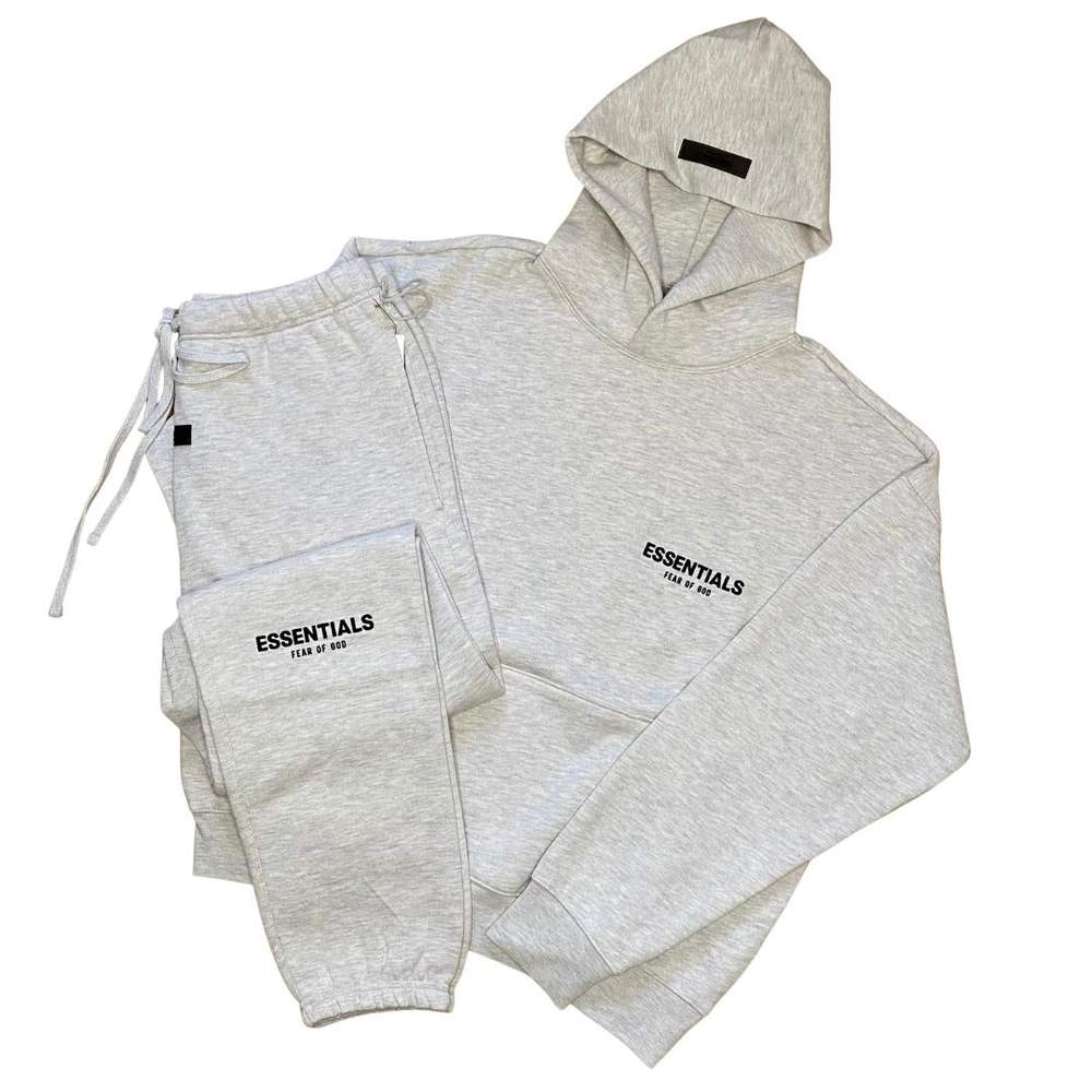 FEAR OF GOD ESSENTIALS LIGHT HEATHER OATMEAL TRACKSUIT SS22