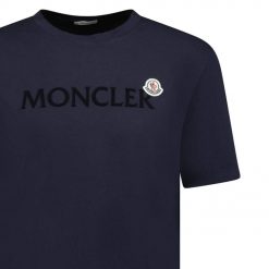 Moncler Logo Print Cotton TShirt Navy