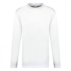 Moncler Long Sleeve Logo Collar TShirt White