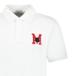 Moncler M Logo Embroidered Polo White