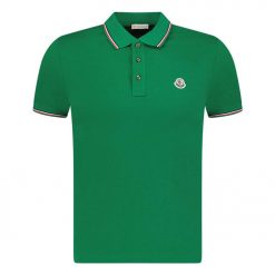 Moncler Stripe Cotton Polo Green