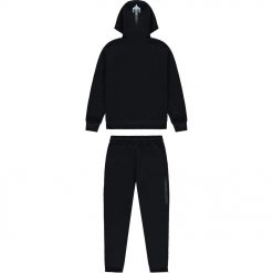 TRAPSTAR CHENILLE DECODED 20 HOODED TRACKSUIT BLACK ICE BLUE