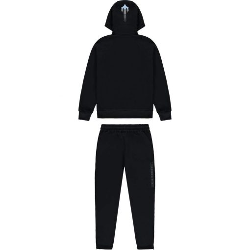 TRAPSTAR CHENILLE DECODED 20 HOODED TRACKSUIT BLACK ICE BLUE