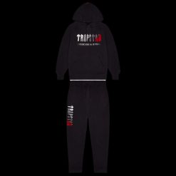 TRAPSTAR CHENILLE DECODED 20 HOODED TRACKSUIT BLACK RED