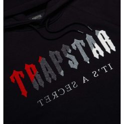 TRAPSTAR CHENILLE DECODED HOODED TRACKSUIT BLACK RED