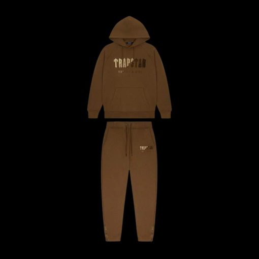 TRAPSTAR CHENILLE DECODED HOODED TRACKSUIT EARTH BROWN