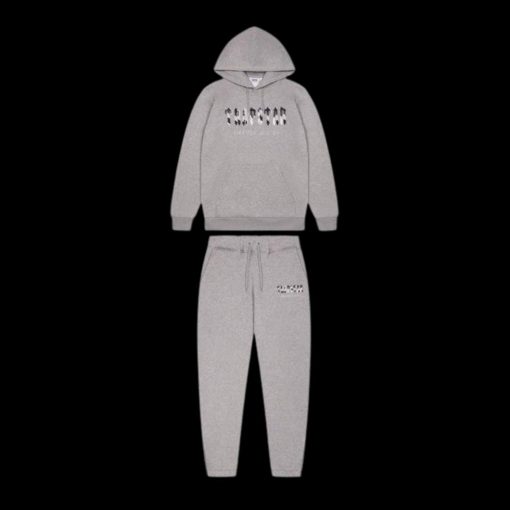 TRAPSTAR CHENILLE DECODED HOODED TRACKSUIT GREY CAMO EDITION