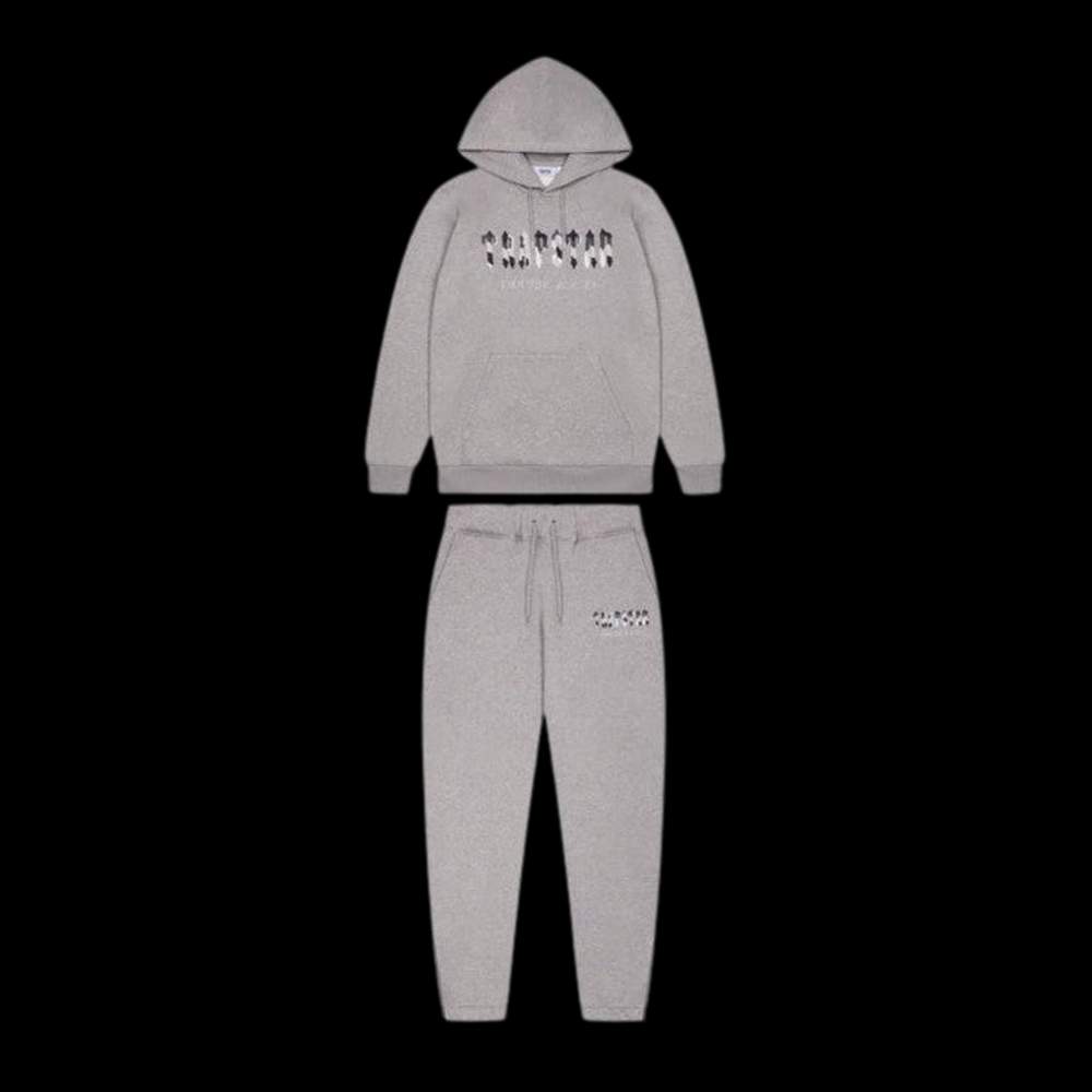 TRAPSTAR CHENILLE DECODED HOODED TRACKSUIT GREY CAMO EDITION