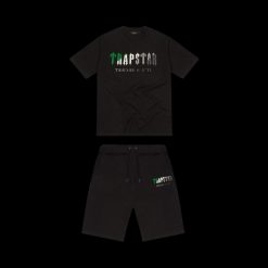 TRAPSTAR CHENILLE DECODED SHORT SET BLACK GREEN