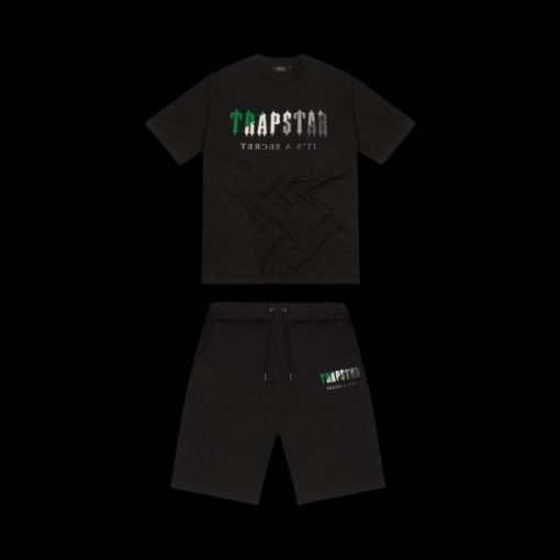 TRAPSTAR CHENILLE DECODED SHORT SET BLACK GREEN
