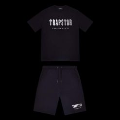 TRAPSTAR CHENILLE DECODED SHORT SET BLACK GREY