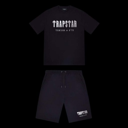 TRAPSTAR CHENILLE DECODED SHORT SET BLACK GREY