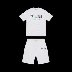 TRAPSTAR CHENILLE DECODED SHORT SET WHITE GREEN