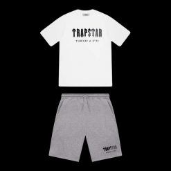 TRAPSTAR CHENILLE DECODED SHORT SET WHITE GREY