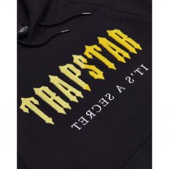 TRAPSTAR DECODED CHENILLE HOODED TRACKSUIT BLACK YELLOW