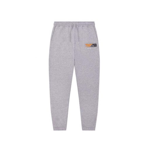 TRAPSTAR DECODED CHENILLE HOODED TRACKSUIT GREY ORANGE