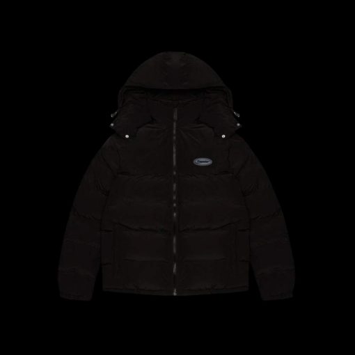 TRAPSTAR HYPERDRIVE DETACHABLE HOODED PUFFER JACKET TRIPLE BLACK