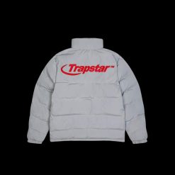 TRAPSTAR HYPERDRIVE PUFFER JACKET LIGHT GREY RED