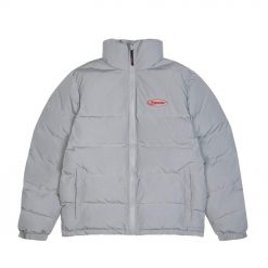 TRAPSTAR HYPERDRIVE PUFFER JACKET LIGHT GREY RED