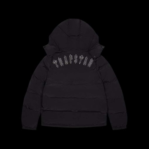 TRAPSTAR IRONGATE DETACHABLE HOODED PUFFER JACKET BLACK