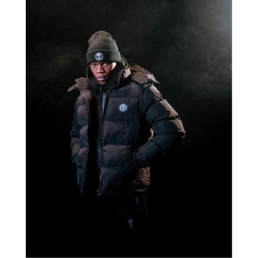 TRAPSTAR IRONGATE DETACHABLE HOODED PUFFER JACKET BLACK